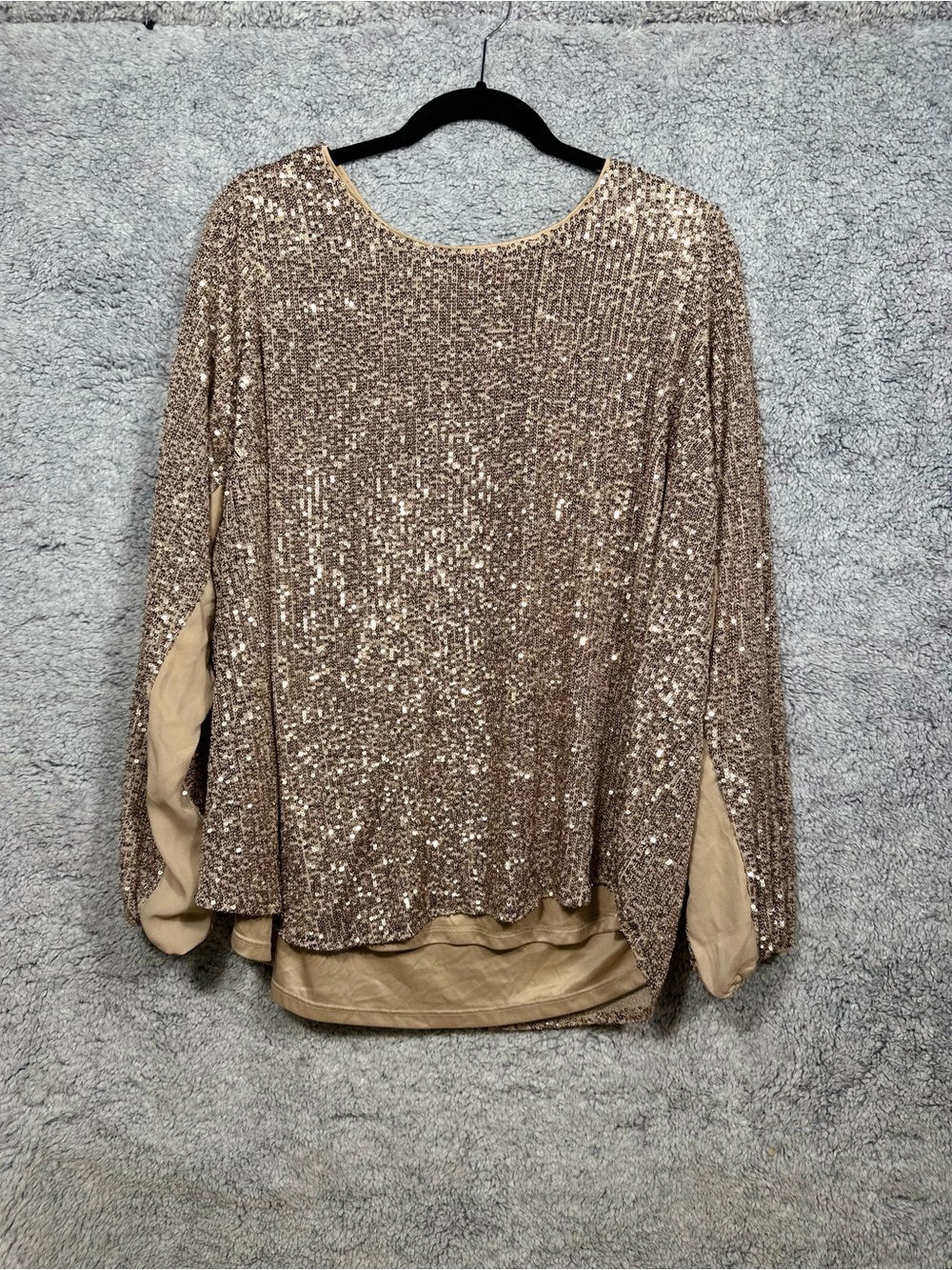 Torrid Gold Sequin Long Sleeve Top Size 3 Champagne Holiday Party